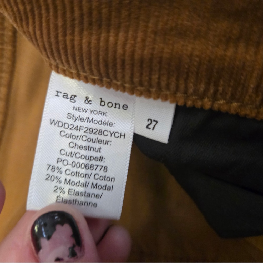 Rag and Bone camel corduroy size 27 long boot cut like new - Picture 4 of 9